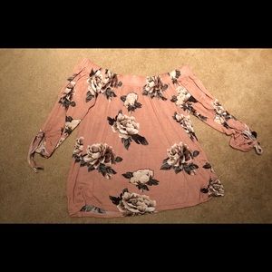 Floral rose off the shoulder blouse top
